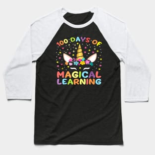 Unicorn 100 Days of School 100th Girls Magical Baseball T-Shirt